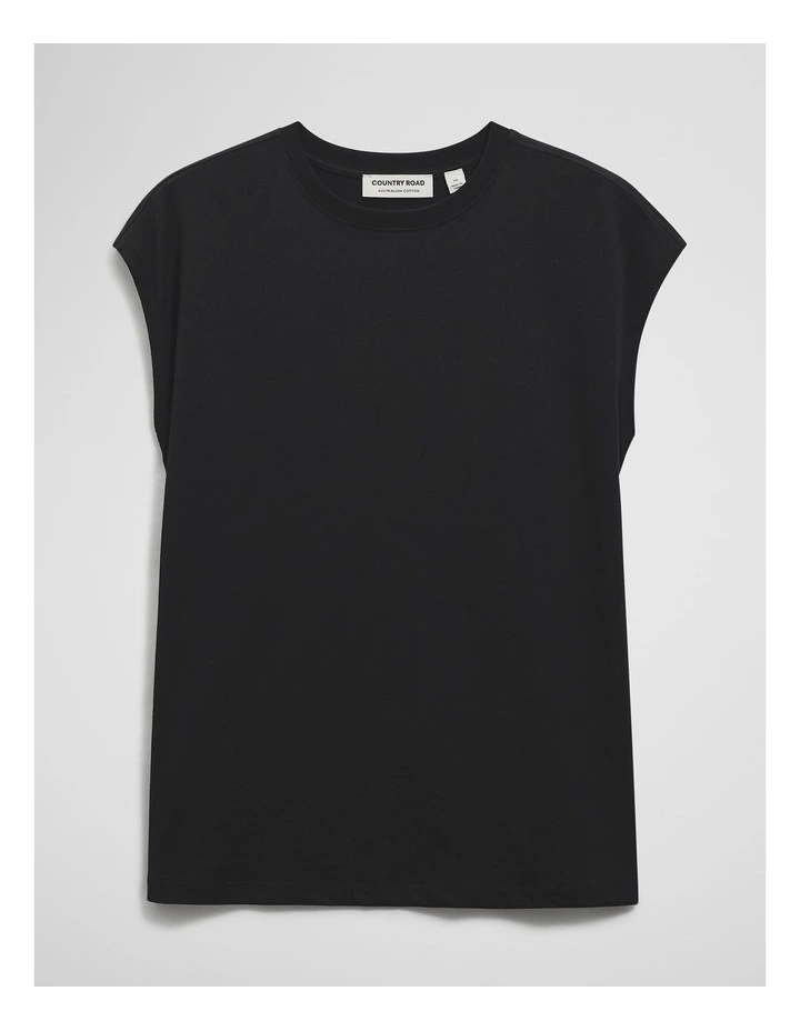 Australian Cotton Relaxed Crew Tank in Black image 2