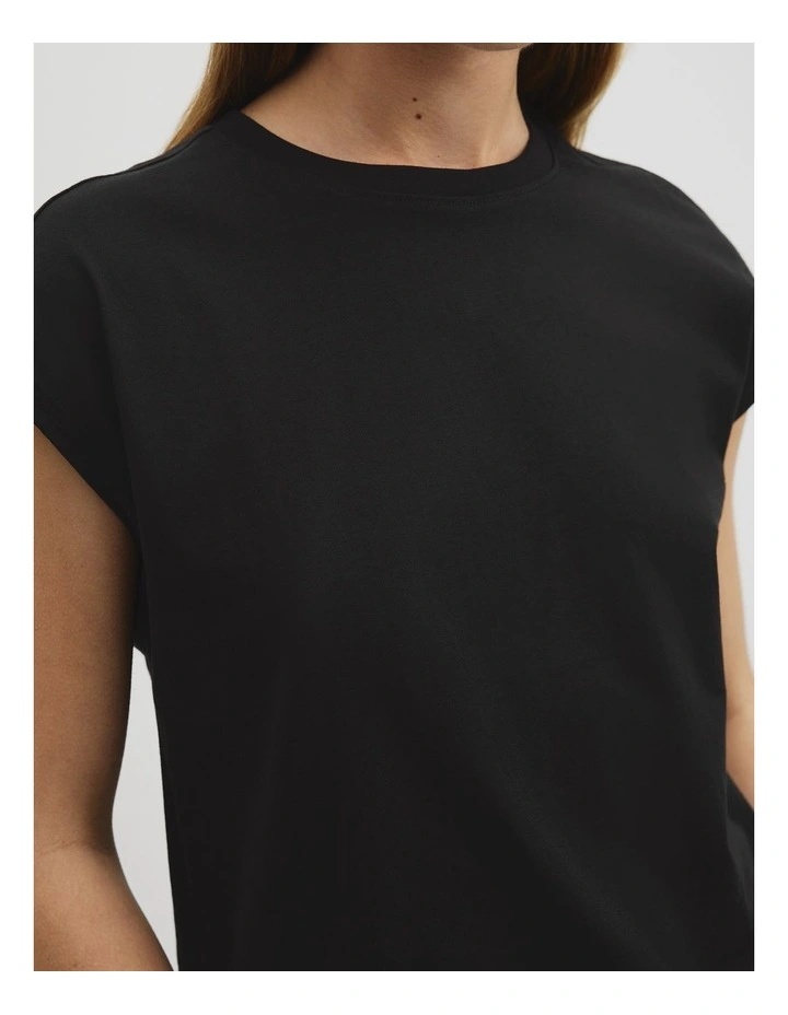 Australian Cotton Relaxed Crew Tank in Black image 3