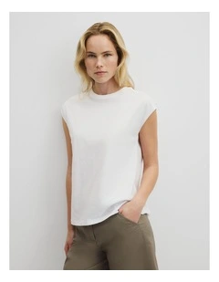 Australian Cotton Relaxed Crew Tank in White