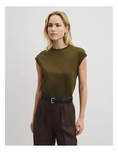 Australian Cotton Relaxed Crew Tank in Light Khaki