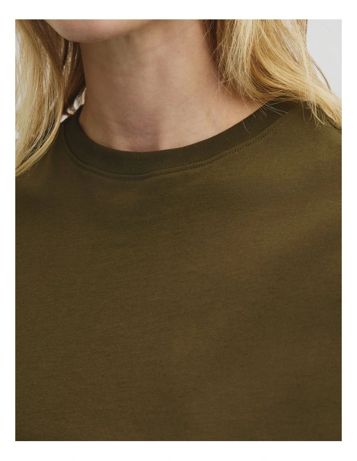 Australian Cotton Relaxed Crew Tank in Light Khaki image 3