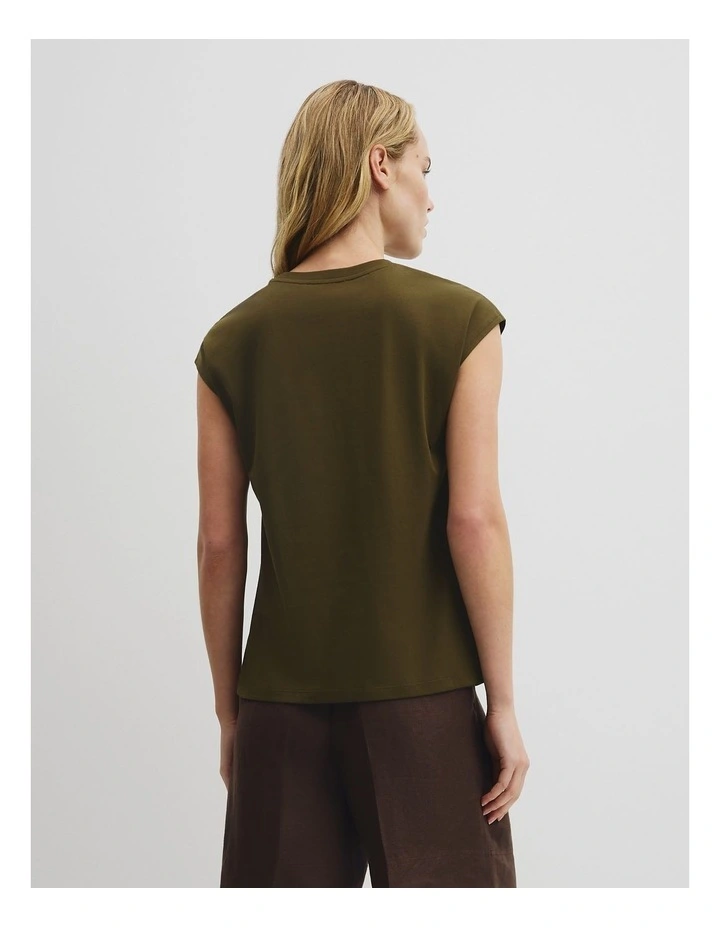 Australian Cotton Relaxed Crew Tank in Light Khaki image 5