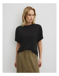 Linen Dolman T-shirt in Black