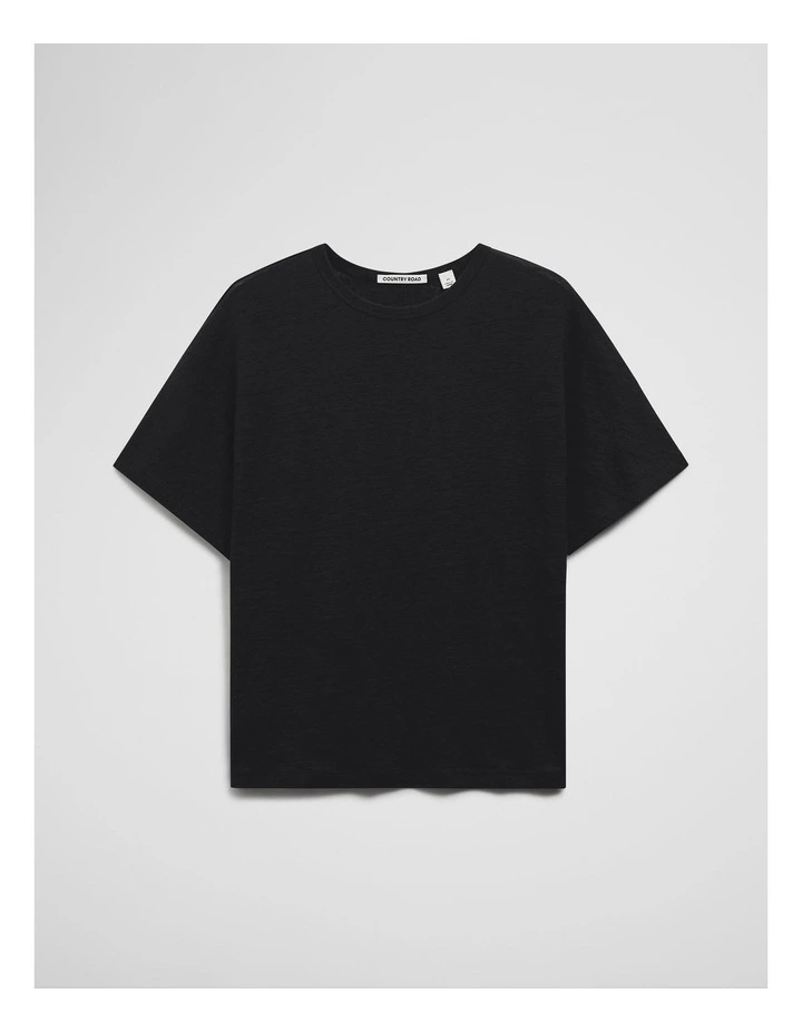 Linen Dolman T-shirt in Black image 2