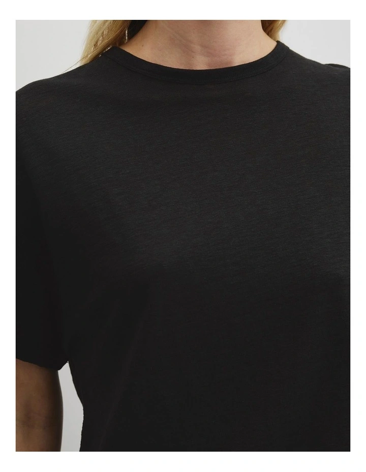 Linen Dolman T-shirt in Black image 3