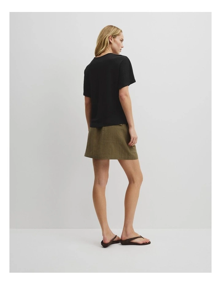 Linen Dolman T-shirt in Black image 5