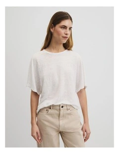 Linen Dolman T-shirt in White