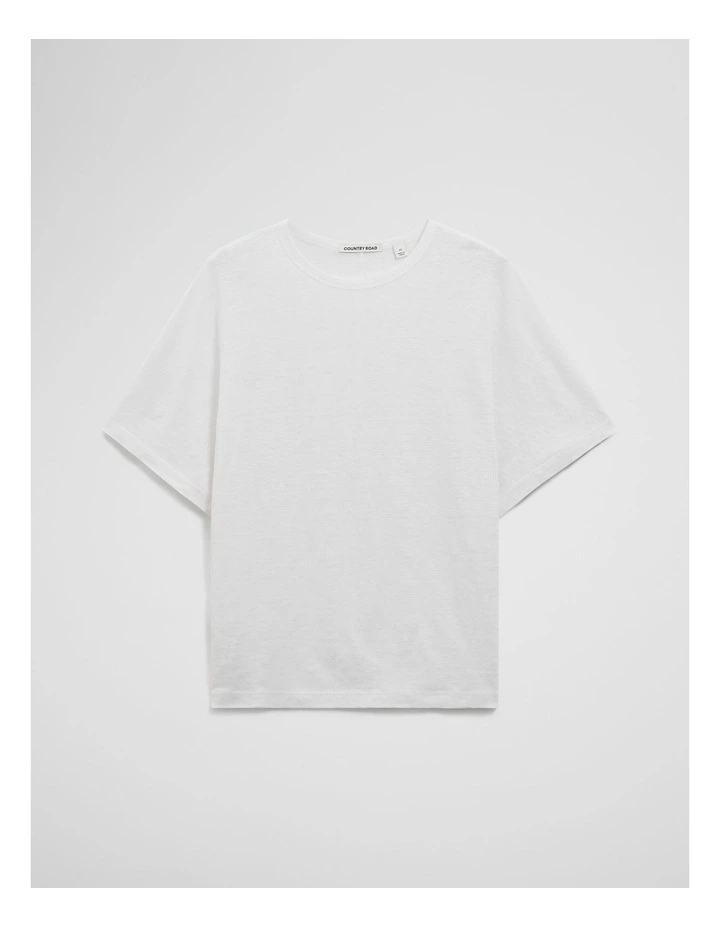 Linen Dolman T-shirt in White image 2
