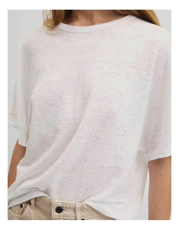 Linen Dolman T-shirt in White image 3