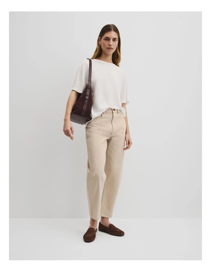 Linen Dolman T-shirt in White image 4