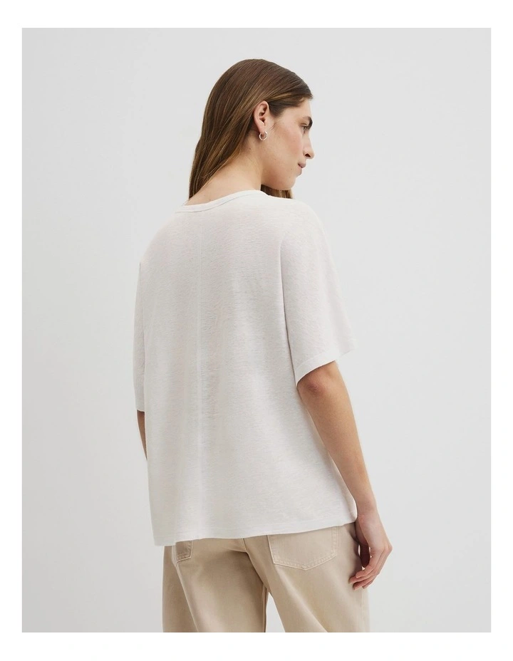 Linen Dolman T-shirt in White image 5