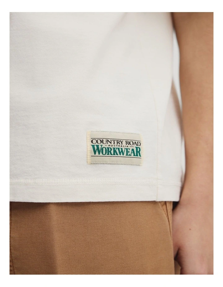 Australian Cotton Workwear T-shirt in Blanc image 4