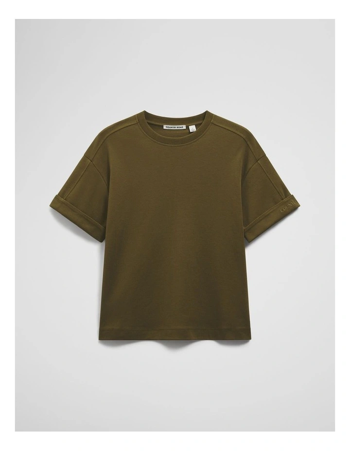 Cuff Sleeve T-shirt in Light Khaki image 2