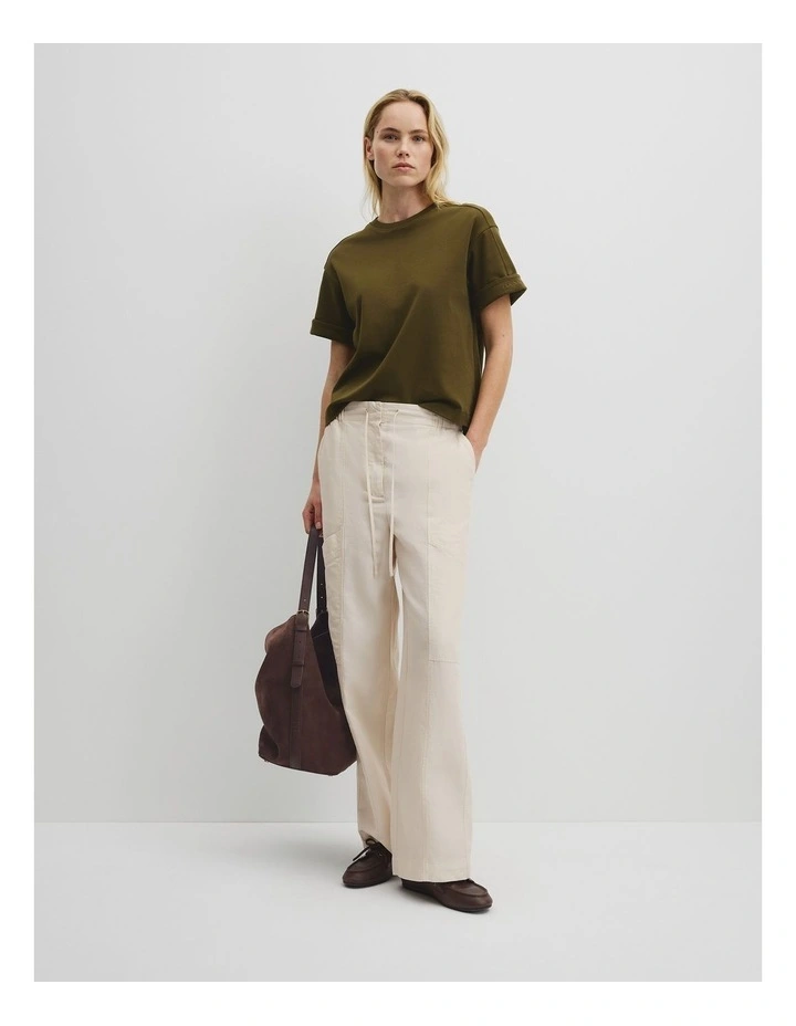 Cuff Sleeve T-shirt in Light Khaki image 4