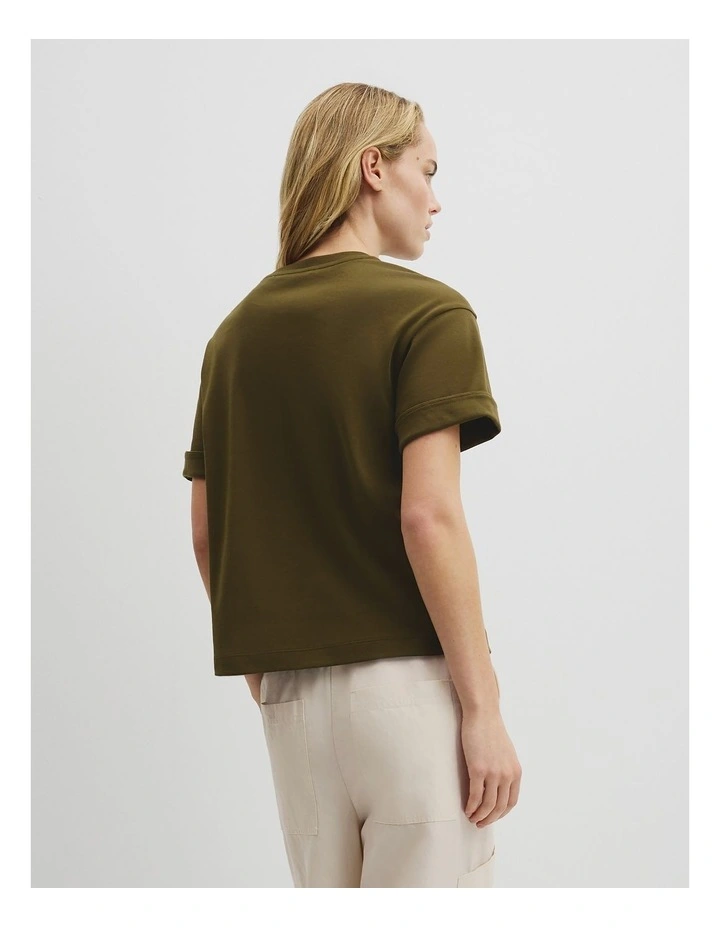 Cuff Sleeve T-shirt in Light Khaki image 5