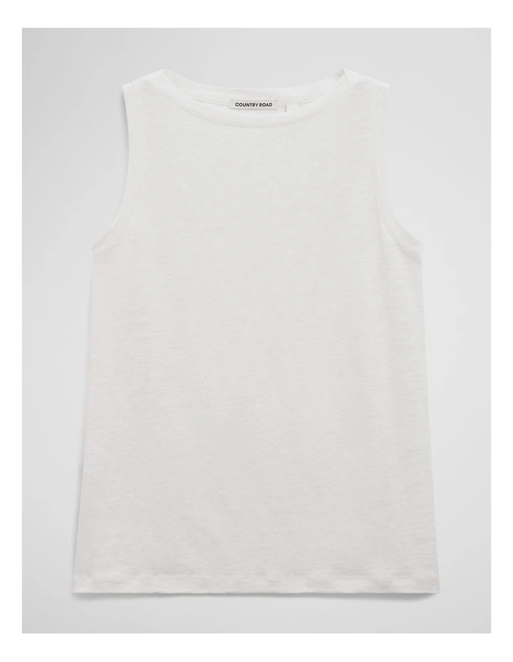 Linen Boat Neck Tank in White image 2