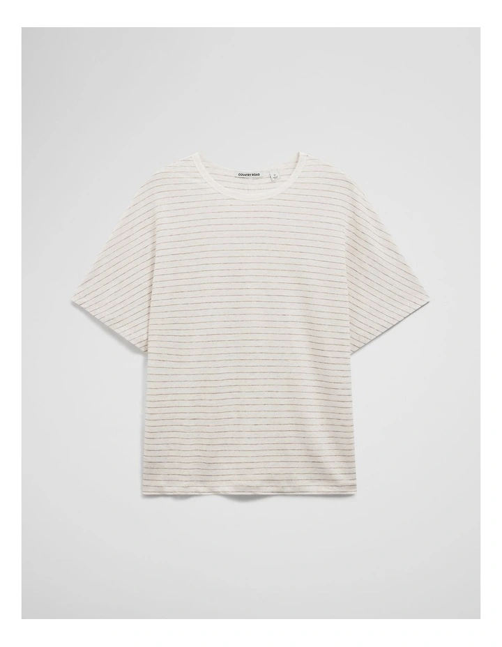 Stripe Linen Dolman T-shirt in Sand Stripe image 2