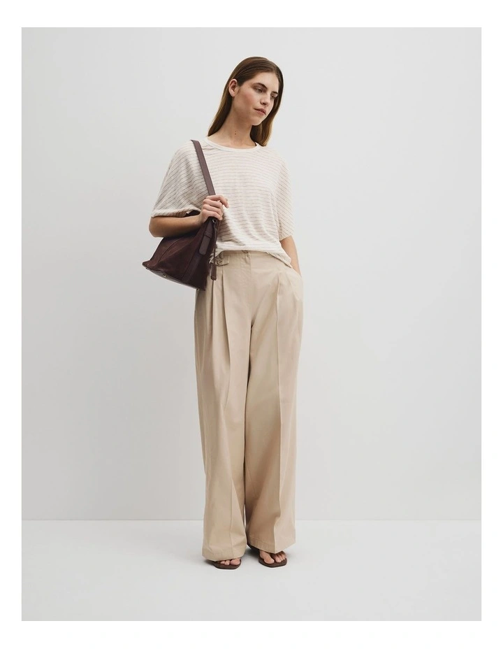 Stripe Linen Dolman T-shirt in Sand Stripe image 4