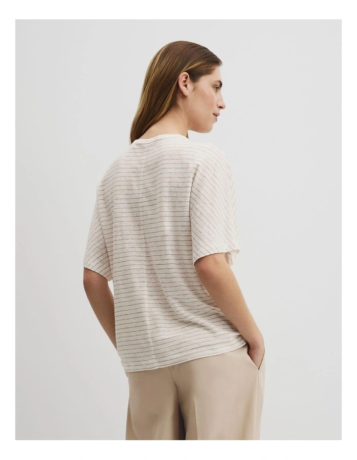 Stripe Linen Dolman T-shirt in Sand Stripe image 5