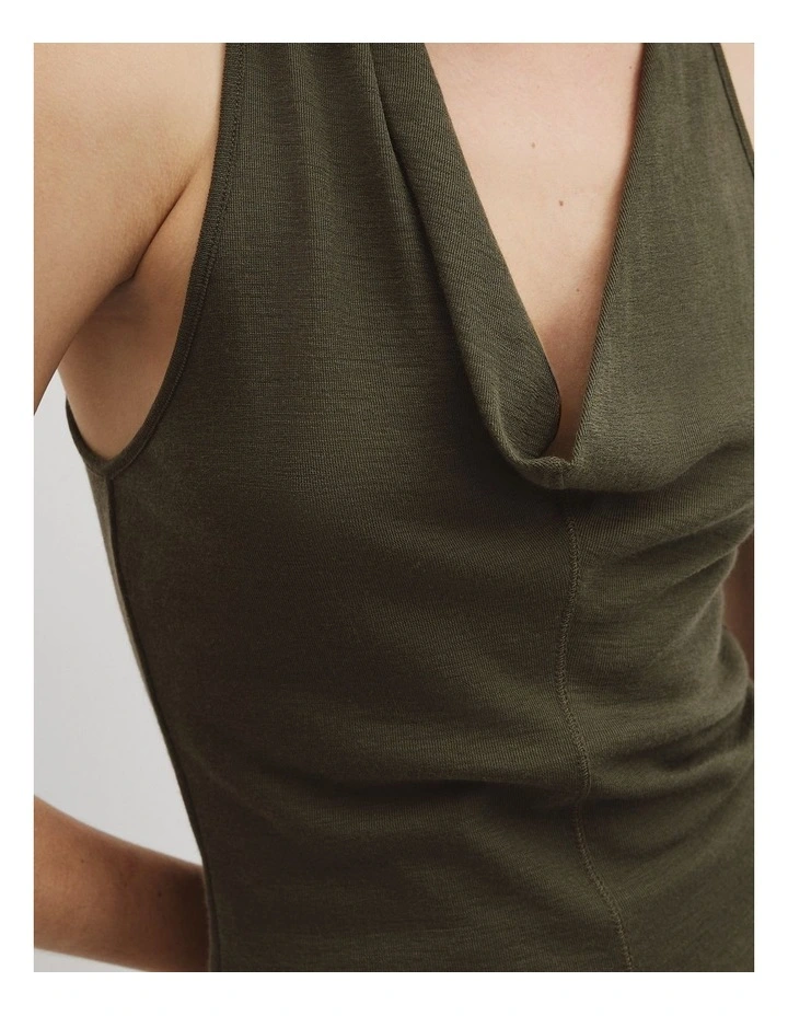 V-neck Neck Drape Top in Olivine image 3