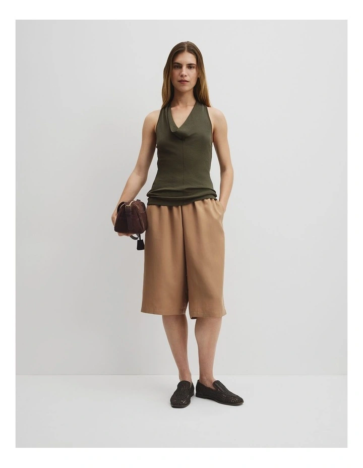 V-neck Neck Drape Top in Olivine image 4