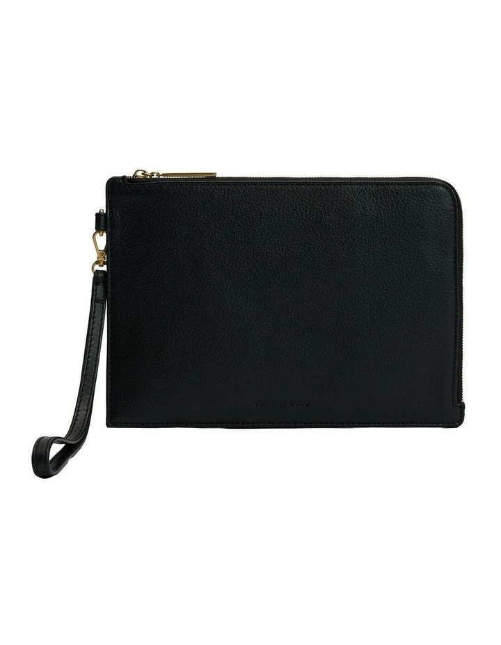 Billie Leather Pouch in Black image 1