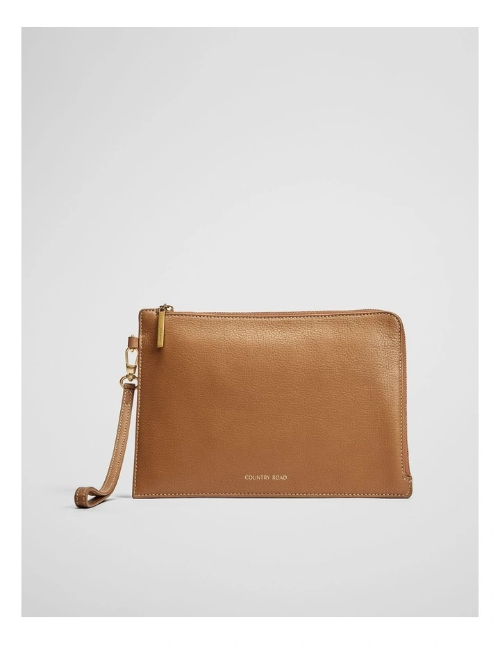 Billie Leather Pouch in Tan image 1