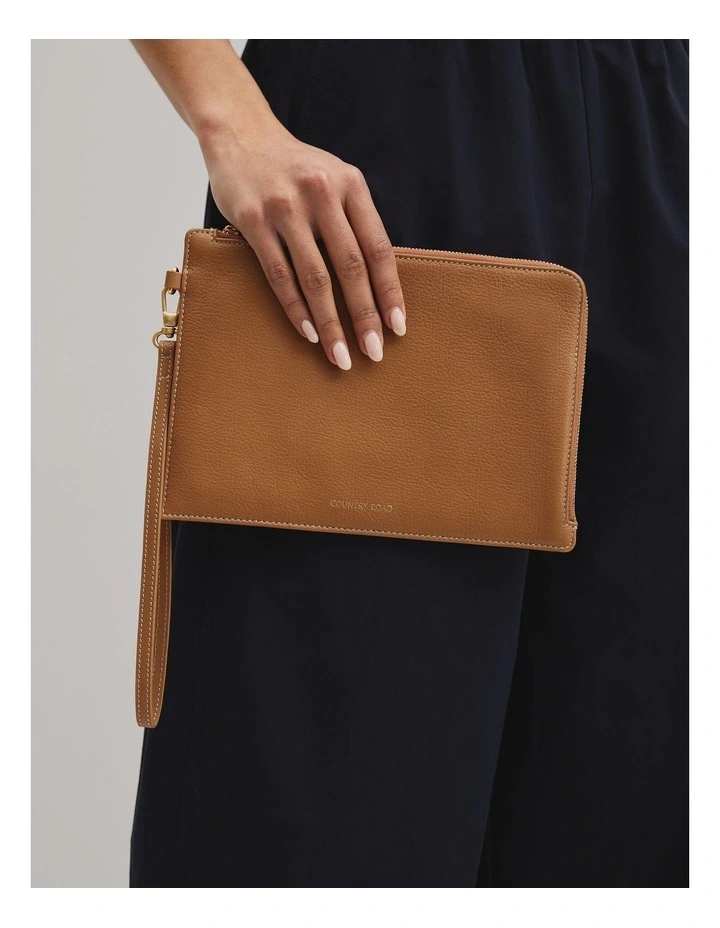 Billie Leather Pouch in Tan image 2