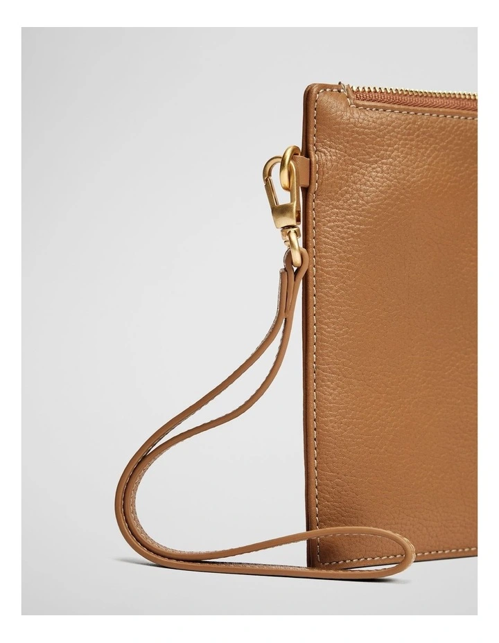 Billie Leather Pouch in Tan image 3