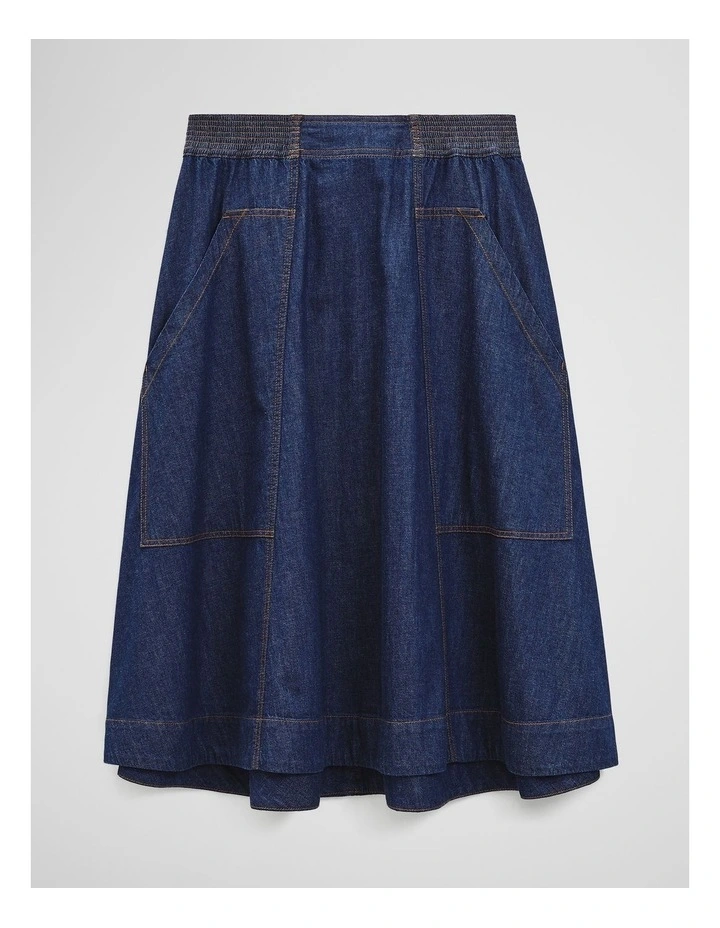 Soft Denim Cargo Skirt in Ink Wash image 2