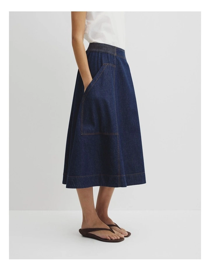 Soft Denim Cargo Skirt in Ink Wash image 4