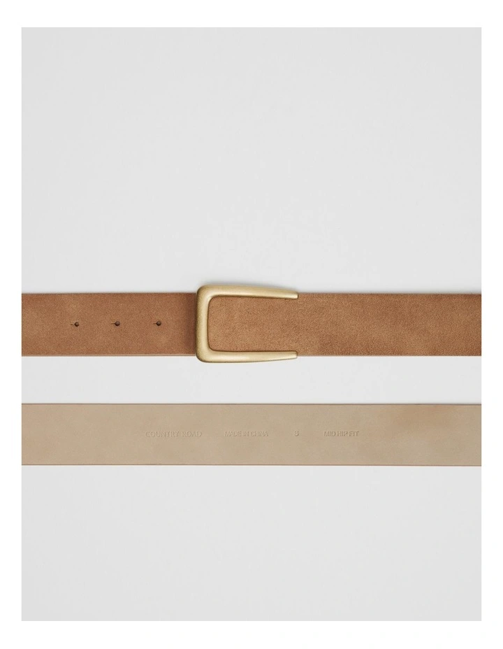 Leather Mid Belt in Camel image 3