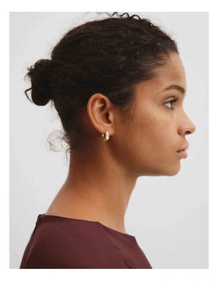 Kaila Crystal Hoop in Gold image 4