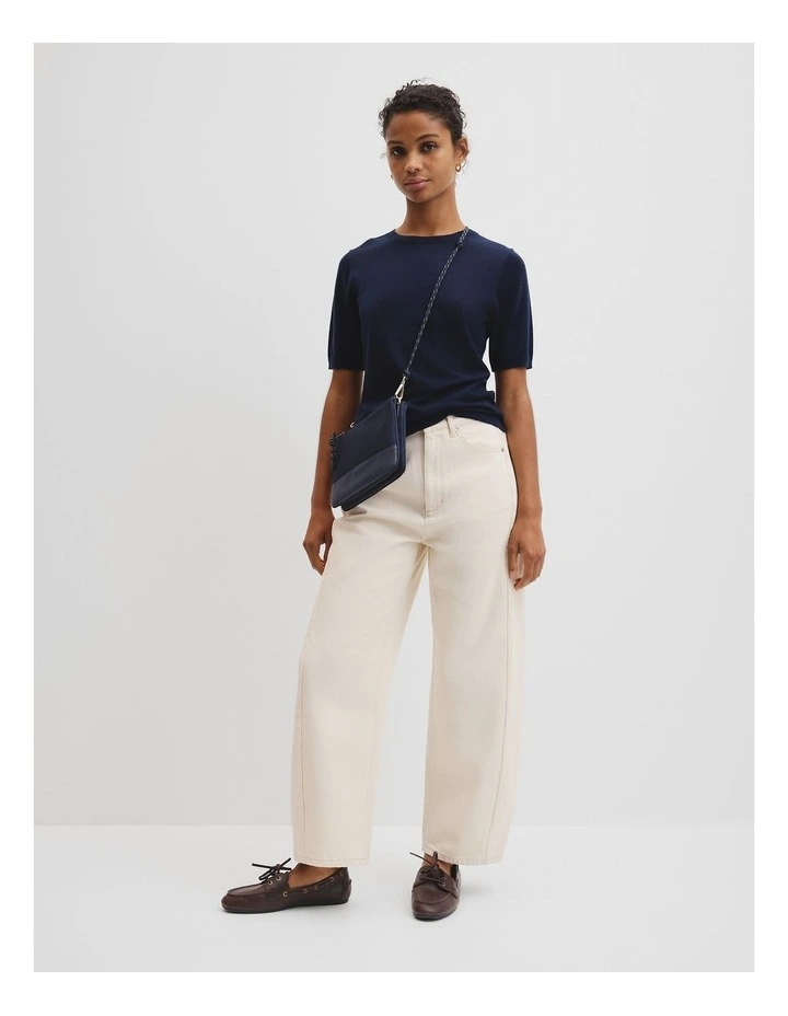 Cord Strap Crossbody in Navy image 2