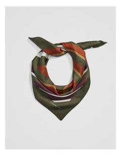 Silk Multi Stripe Scarf in Olivine
