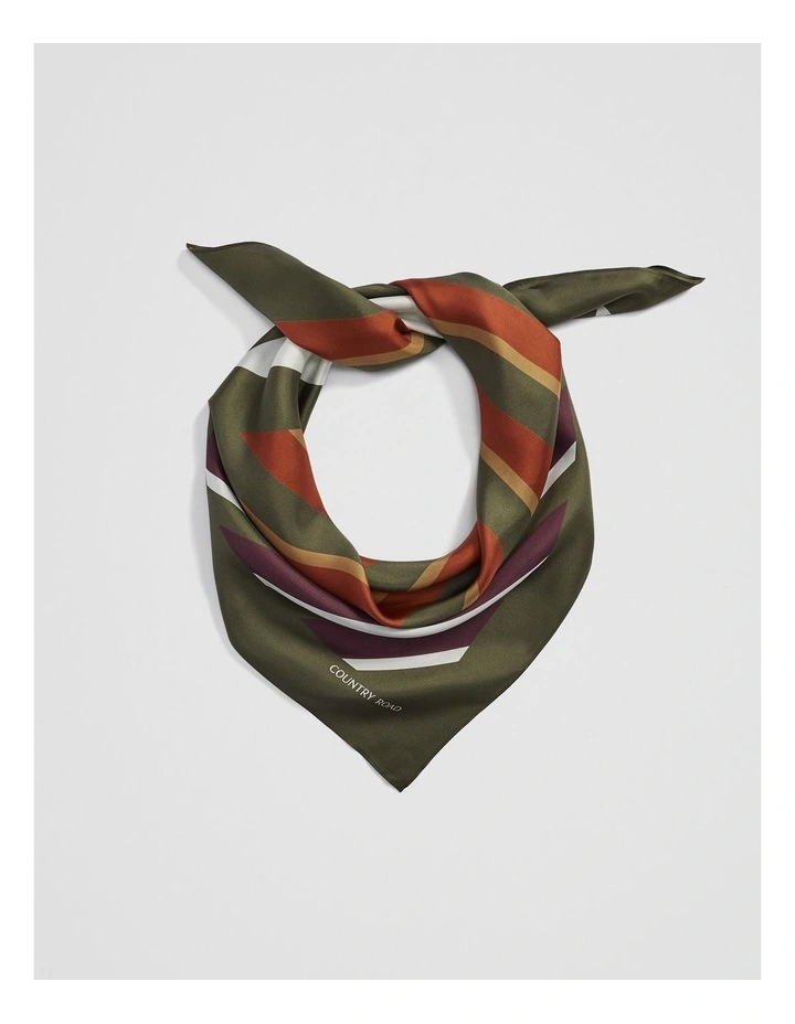 Silk Multi Stripe Scarf in Olivine image 1