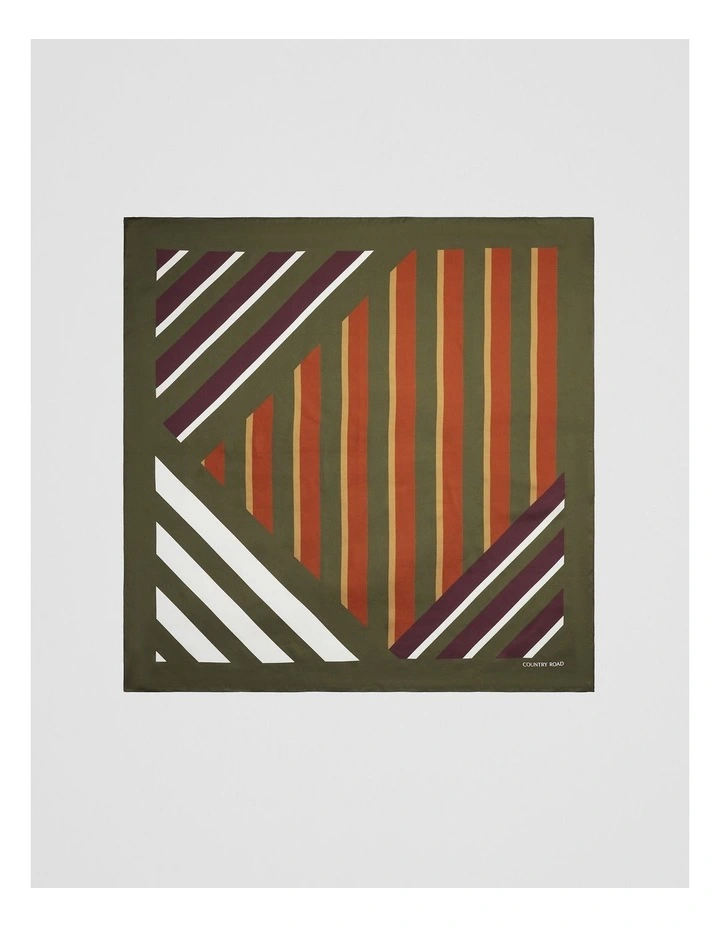 Silk Multi Stripe Scarf in Olivine image 4