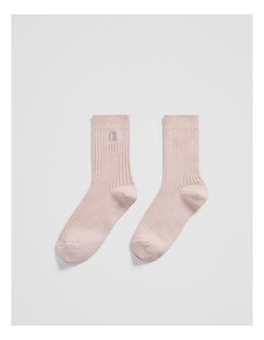 Australian Cotton Blend Country Road Metallic Sock in Light Pink