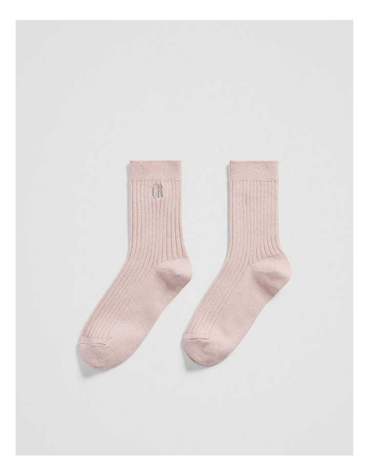 Australian Cotton Blend Country Road Metallic Sock in Light Pink image 1