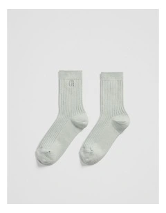 Australian Cotton Blend Country Road Metallic Sock in Seafoam