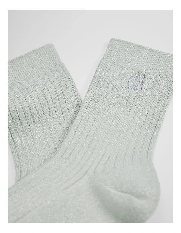 Australian Cotton Blend Country Road Metallic Sock in Seafoam image 2