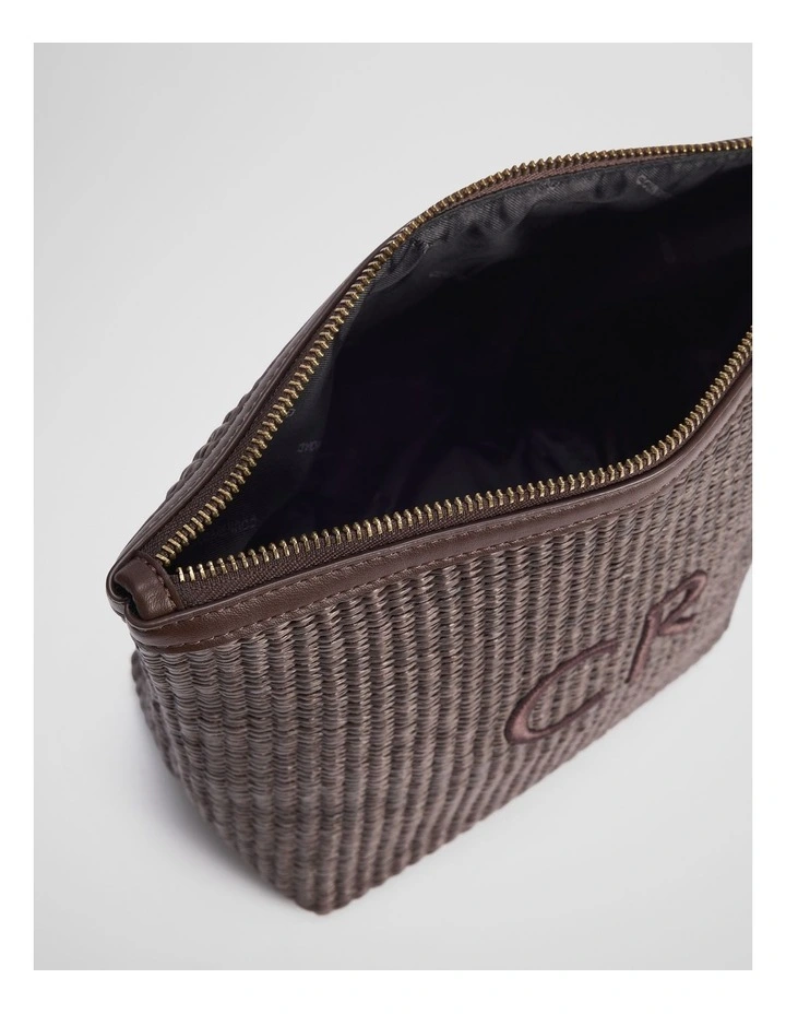 Woven Tri Cosmetic Case in Chocolate image 3