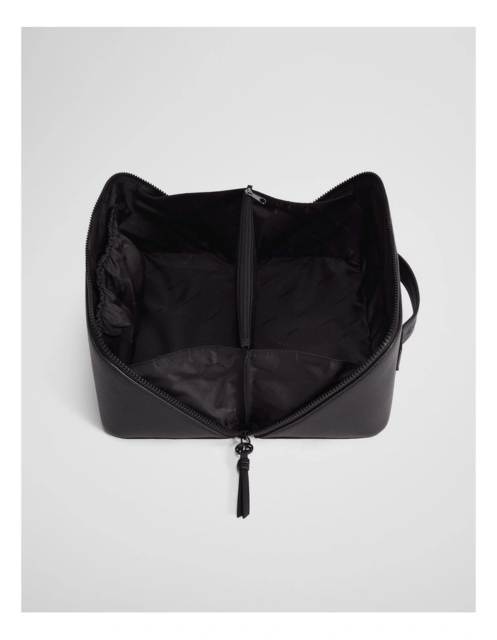 Branded Detail Large Convertible Cosmetic Case in Black image 2