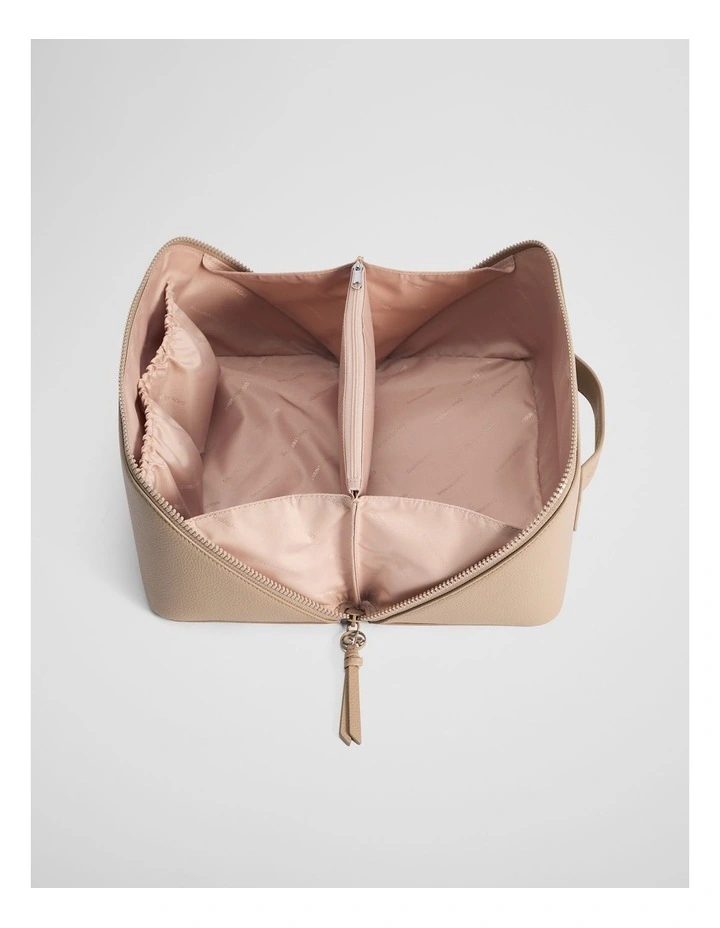 Branded Detail Large Convertible Cosmetic Case in Dark Camel image 2