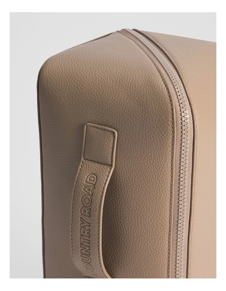 Branded Detail Large Convertible Cosmetic Case in Dark Camel image 3