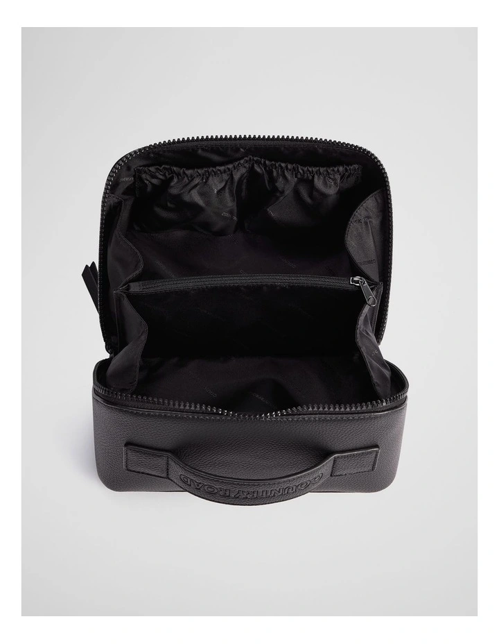 Branded Detail Medium Convertible Cosmetic Case in Black image 3