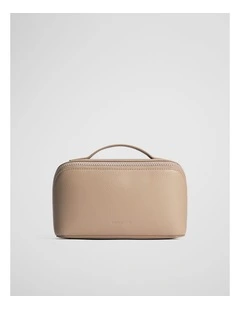 Branded Detail Medium Convertible Cosmetic Case in Dark Camel