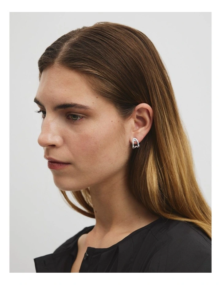 Zoey Crystal Huggie Earring in Silver image 2