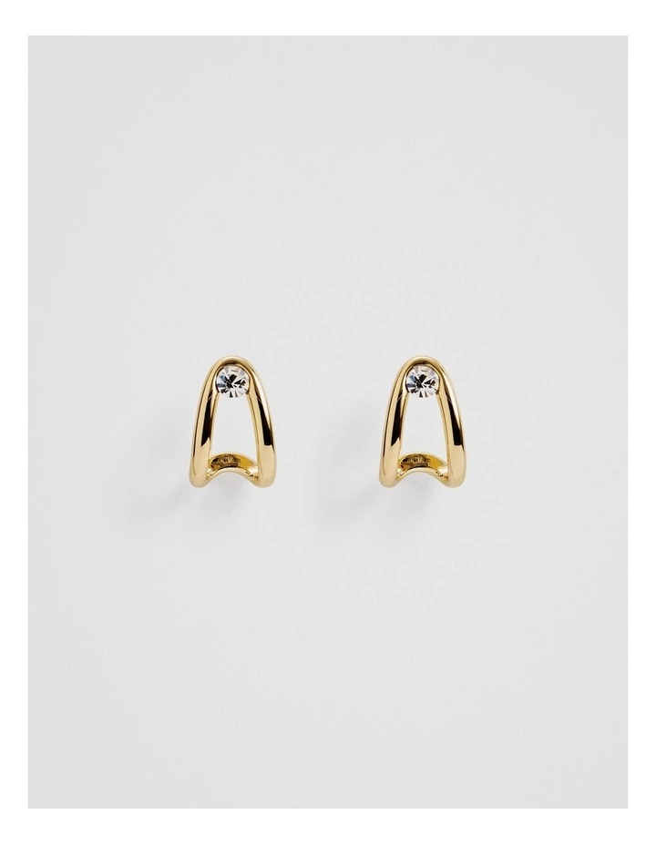 Zoey Crystal Huggie Earring in Gold image 1