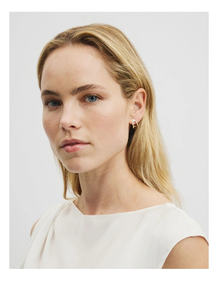 Zoey Crystal Huggie Earring in Gold image 2